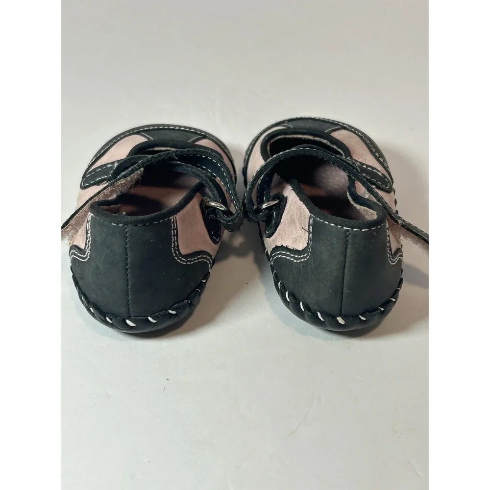 Pedi led Mary Jane Infant Crib Shoes Pink Black  Size 6-9 Months  VGC